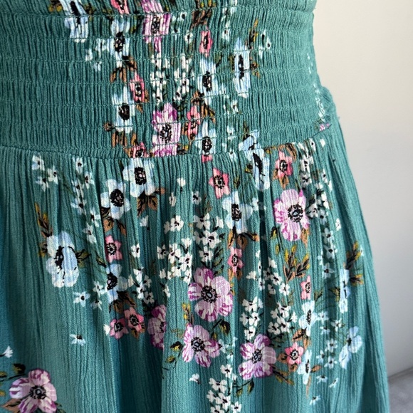 Aeropostale Green Floral Tie-Shoulder Sundress - Teal Floral Dress Size-Small - Picture 10 of 16